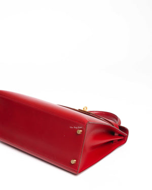 Hermes Rouge Vif Box Leather Kelly 28 GHW-8