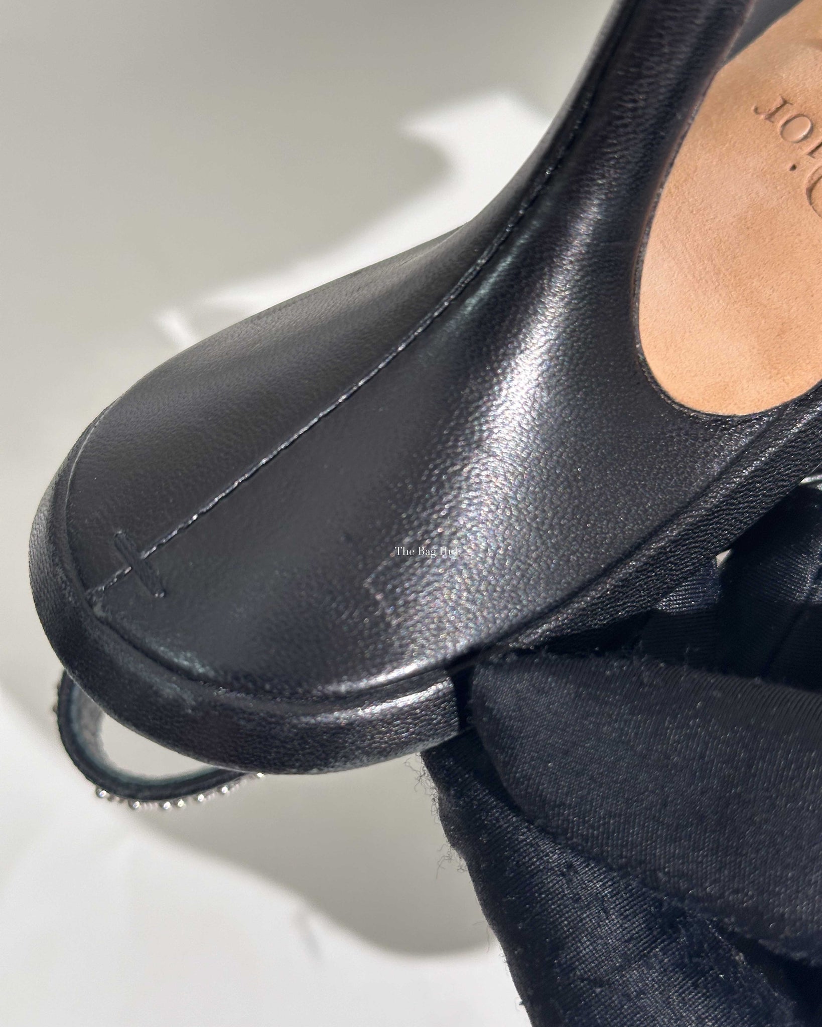 Dior Black Studded J'adior Slingback Pumps Size 38.5-16
