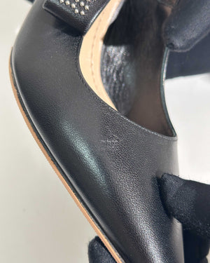 Dior Black Studded J'adior Slingback Pumps Size 38.5-19