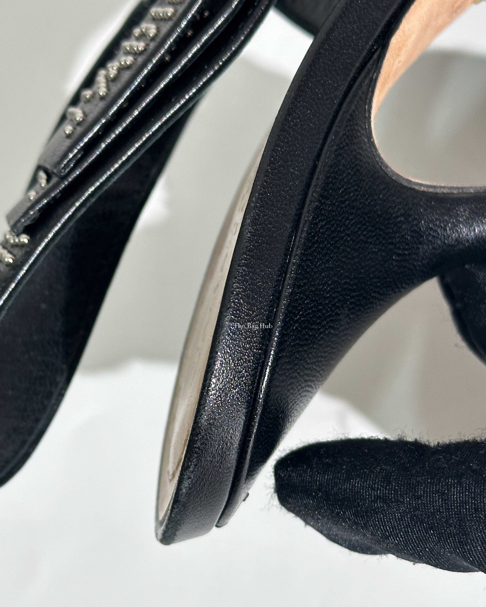 Dior Black Studded J'adior Slingback Pumps Size 38.5-26
