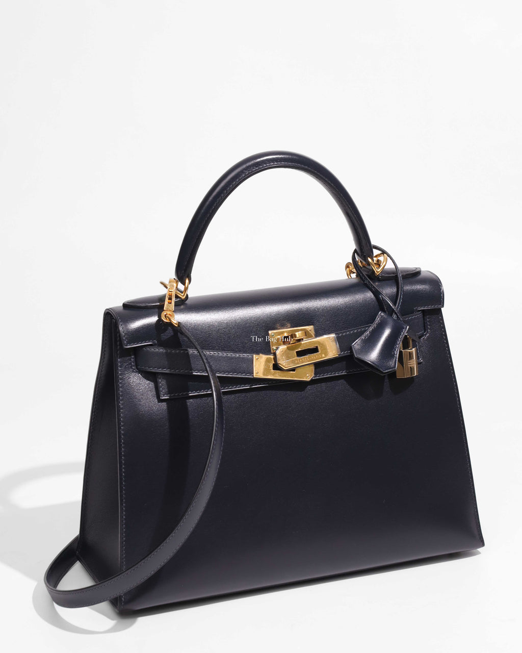 Hermes Bleu Marine Box Leather Kelly 28 GHW-1
