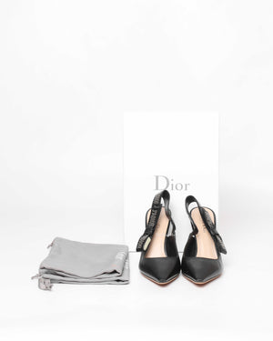Dior Black Studded J'adior Slingback Pumps Size 38.5-9