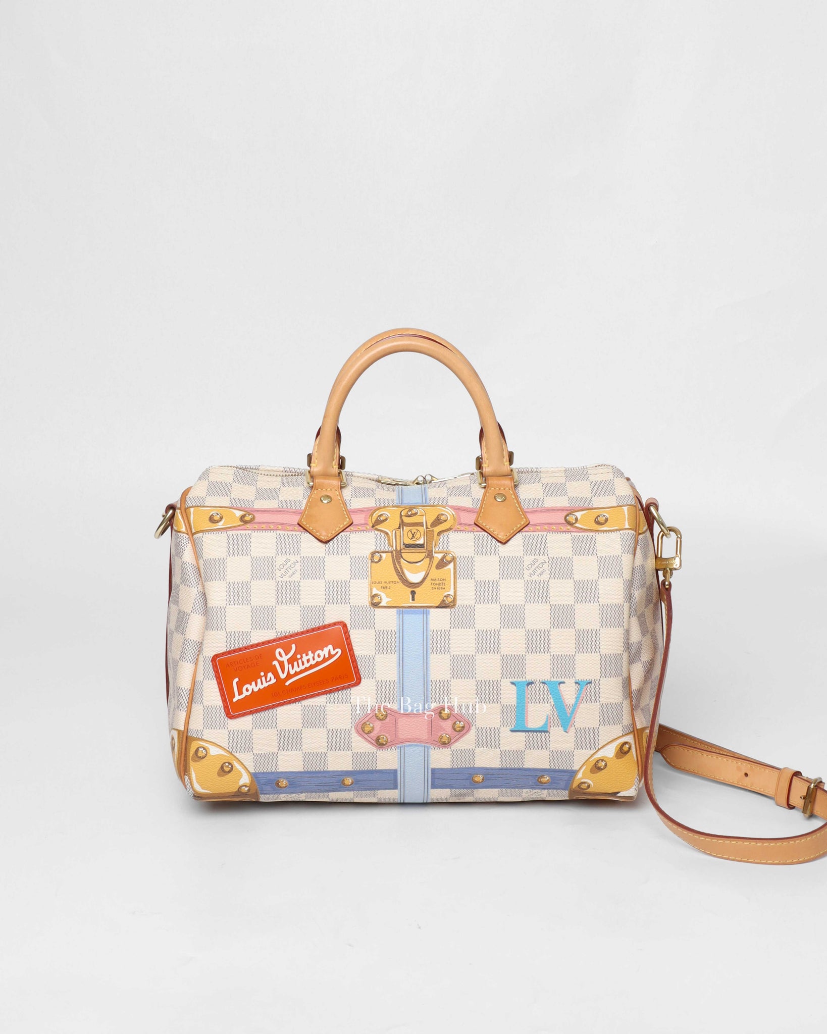 Louis Vuitton Damier Azur Limited Edition Summer Trunk Speedy 30 Bandouliere Bag-2