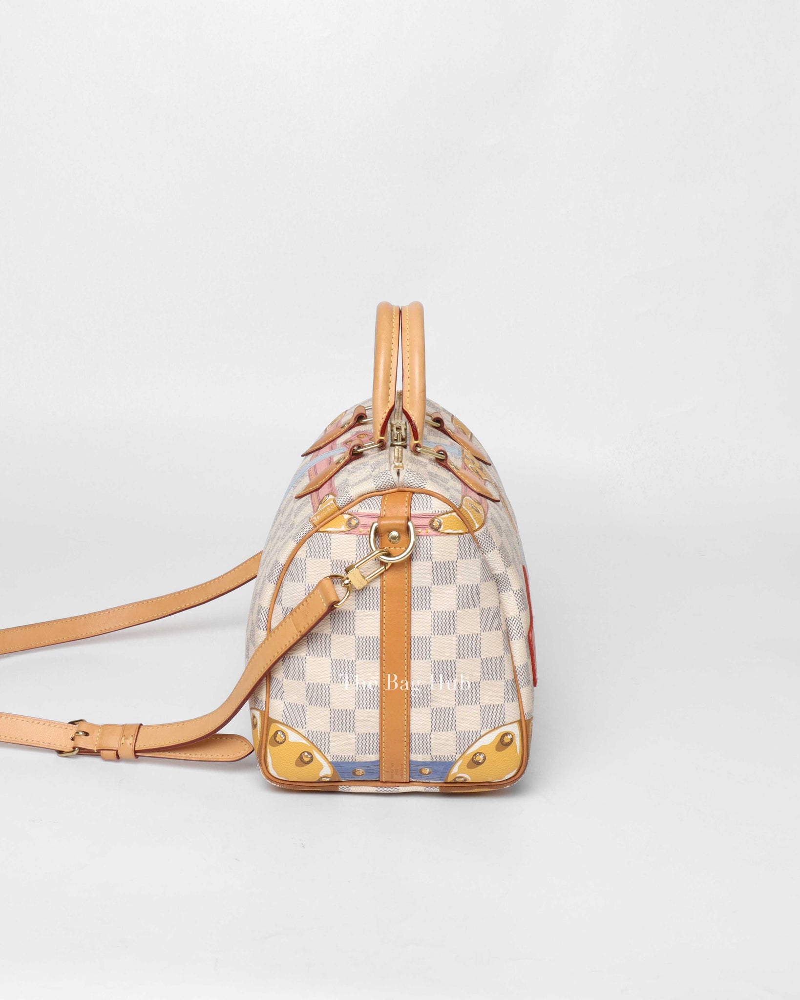 Louis Vuitton Damier Azur Limited Edition Summer Trunk Speedy 30 Bandouliere Bag-4
