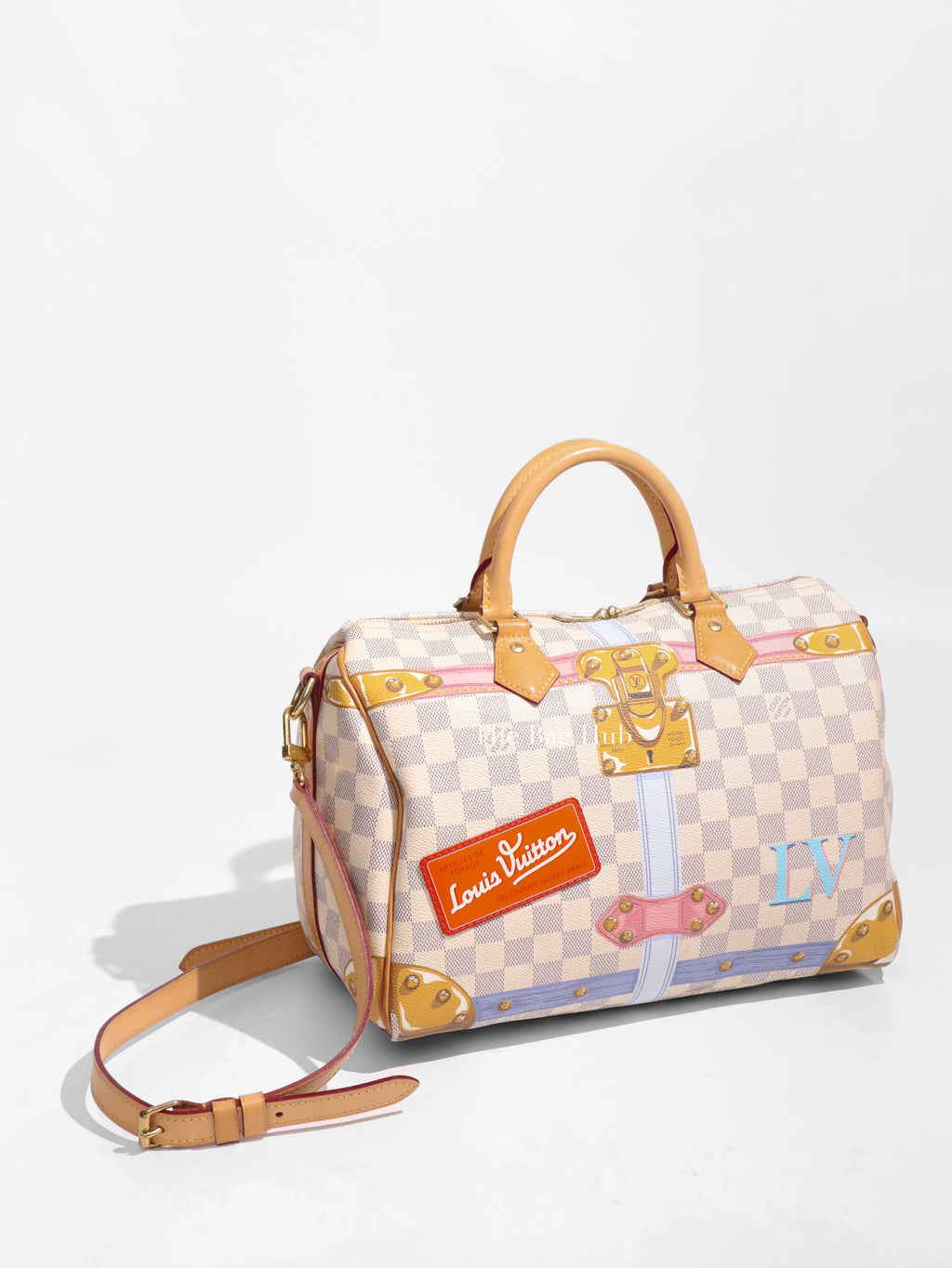 Louis Vuiton Damier Azur Limited Edition Summer Trunk Speedy 30 Bandouliere Bag