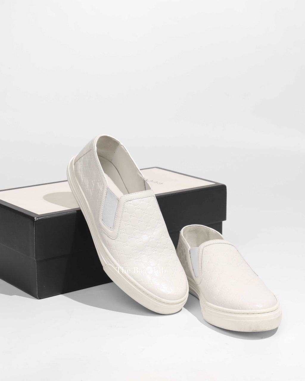 Gucci White Microguccissima Leather Slip on Sneakers Size 36