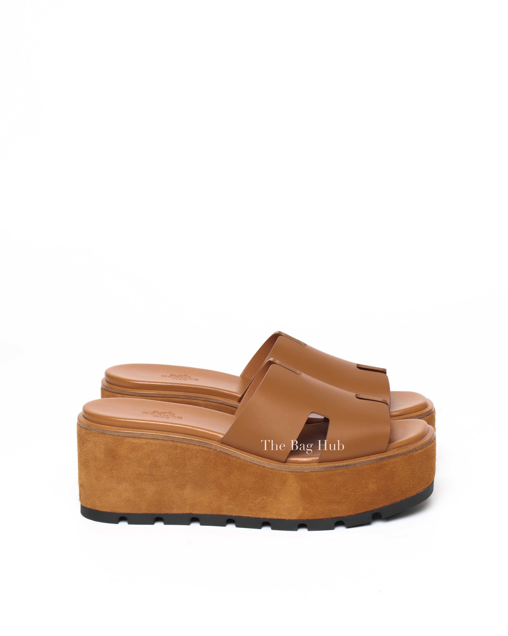 Hermes Gold Calfskin/Suede Eze Sandals Size 39-4
