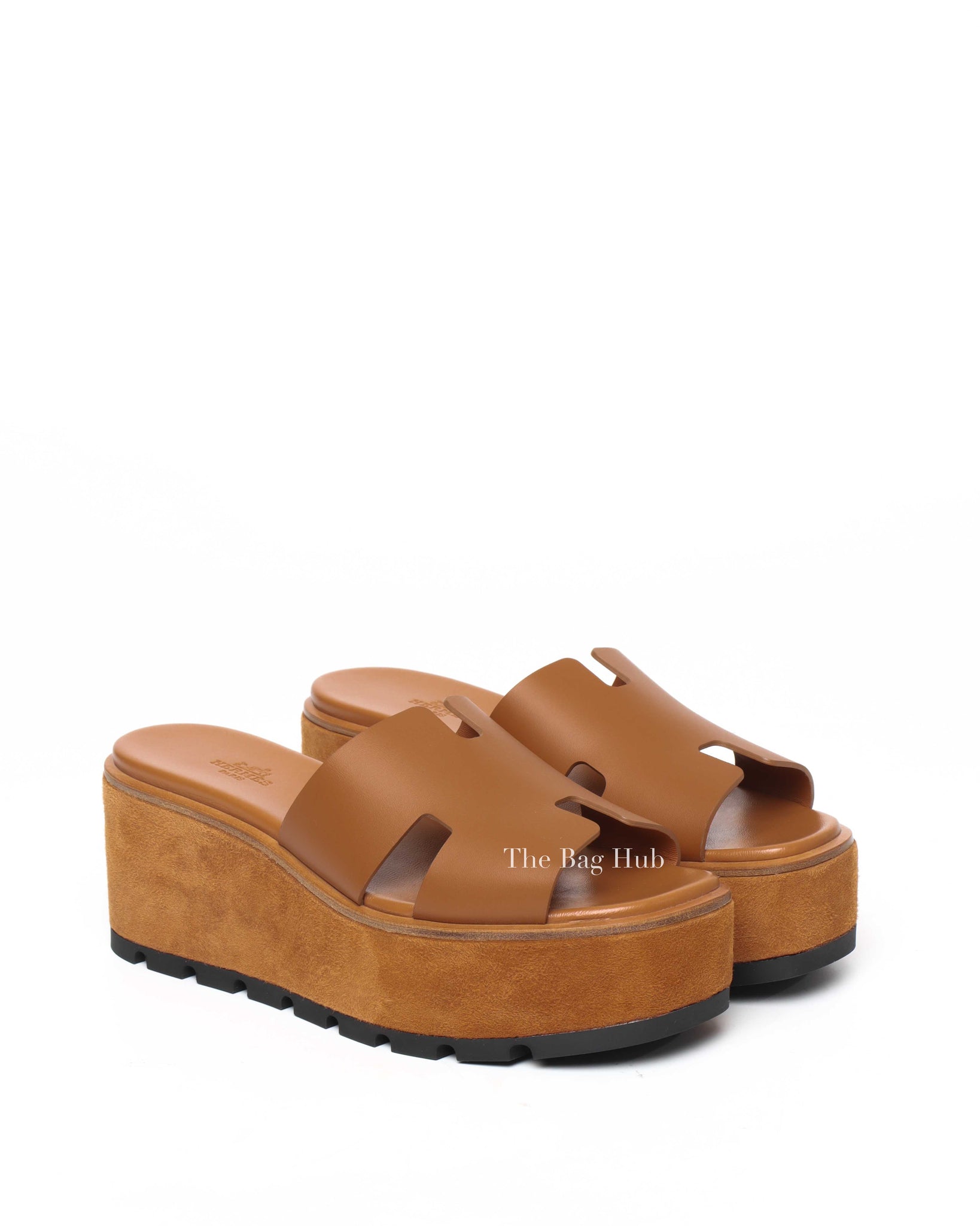 Hermes Gold Calfskin/Suede Eze Sandals Size 39-2