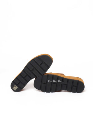 Hermes Gold Calfskin/Suede Eze Sandals Size 39-7