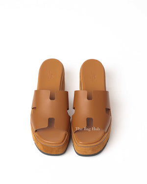 Hermes Gold Calfskin/Suede Eze Sandals Size 39-8