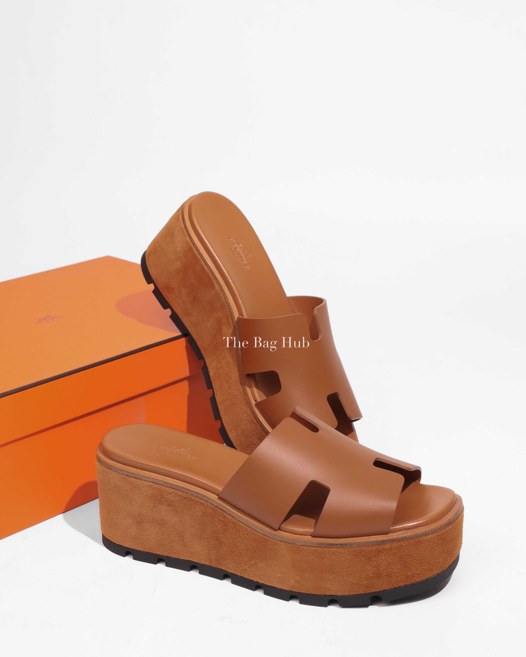 Hermes Gold Calfskin/Suede Eze Sandals Size 39-1