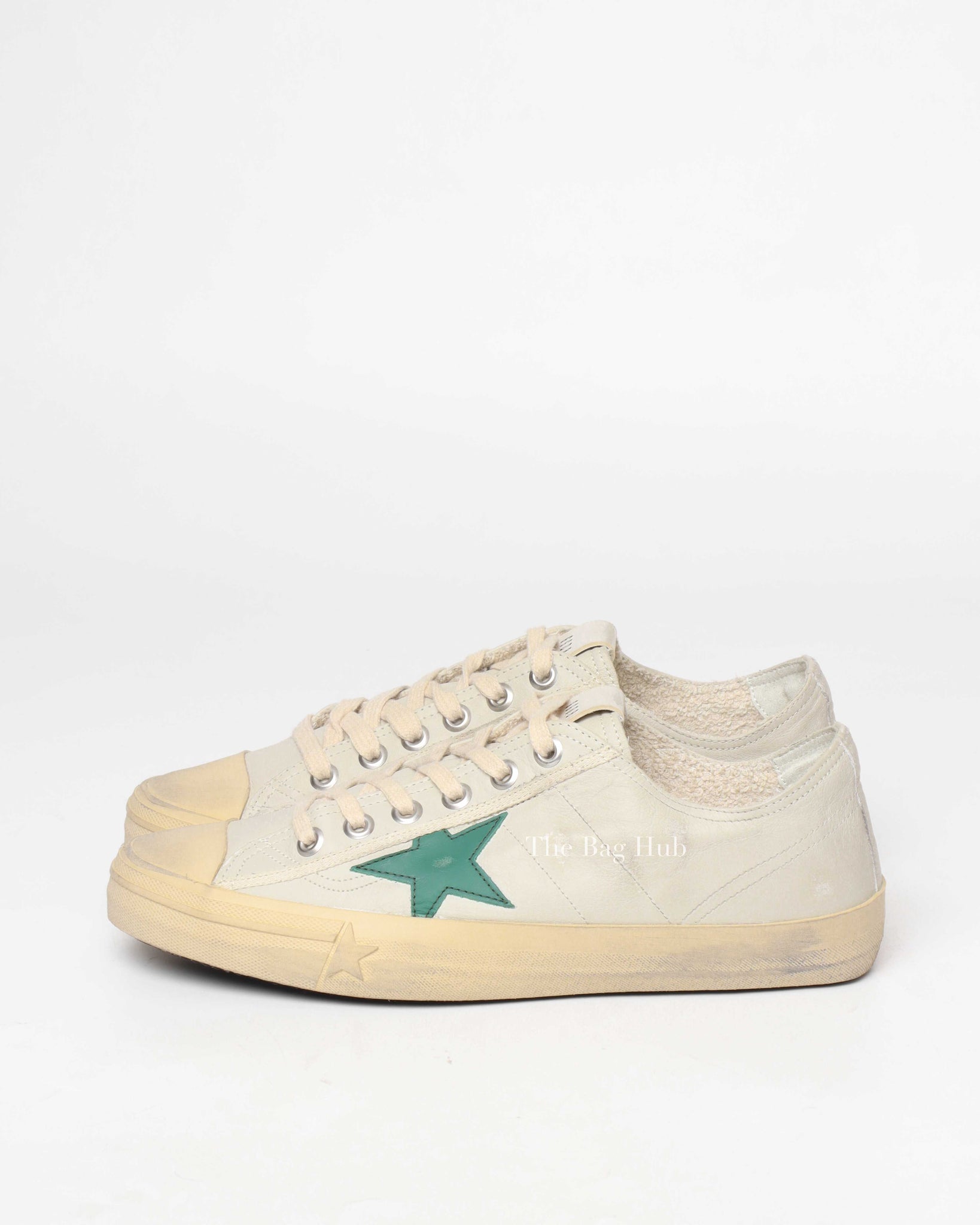Golden Goose Offwhite w/ Green Star Leather VStar Men's Sneakers Size 43