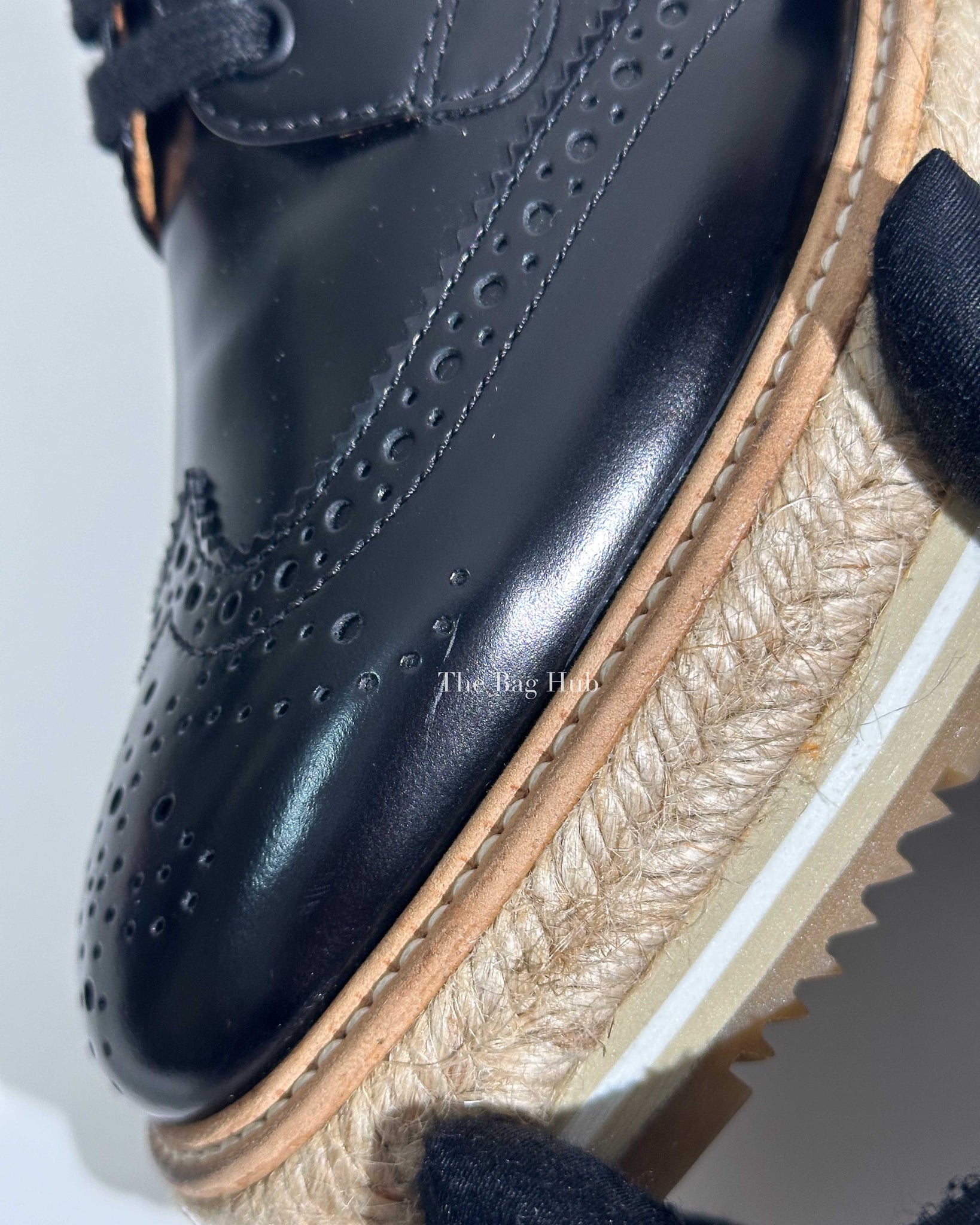 Prada Black Brogues Wingtip Espadrilles Size 36.5 | Designer