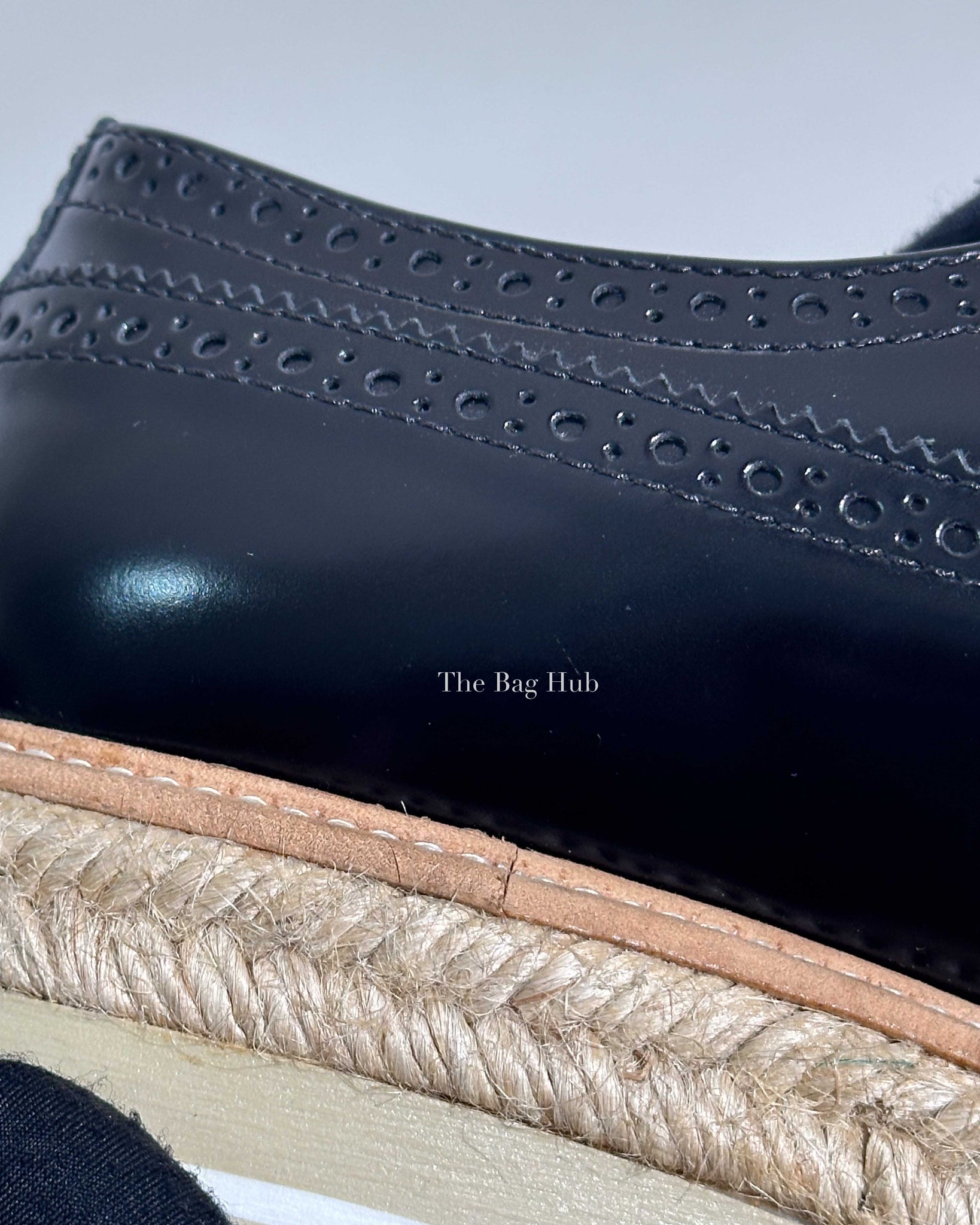 Prada Black Brogues Wingtip Espadrilles Size 36.5