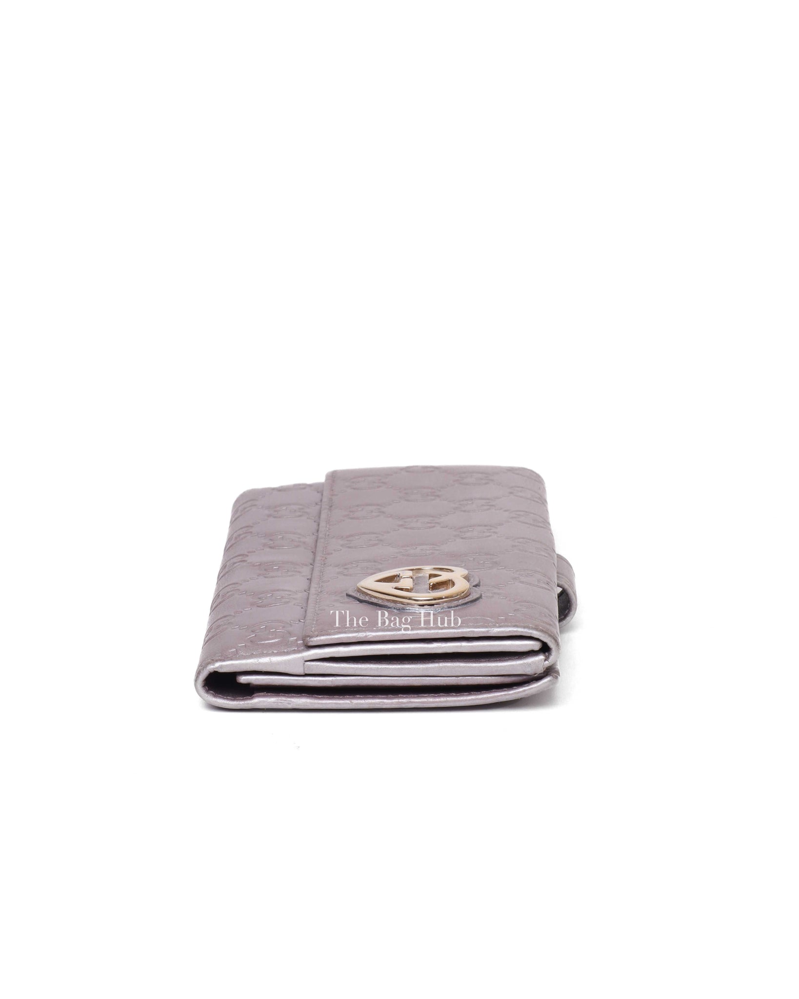 Gucci Metallic Grey Guccissima Lovely Heart Continental Wallet-5