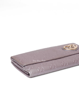 Gucci Metallic Grey Guccissima Lovely Heart Continental Wallet-7