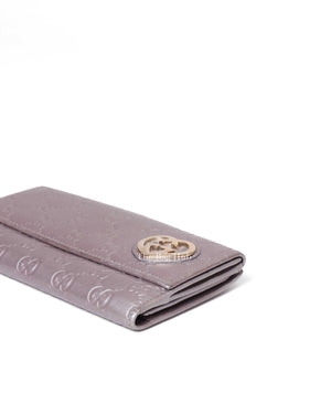 Gucci Metallic Grey Guccissima Lovely Heart Continental Wallet-8