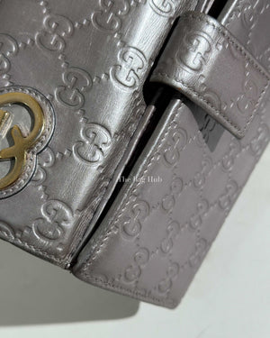 Gucci Metallic Grey Guccissima Lovely Heart Continental Wallet-16