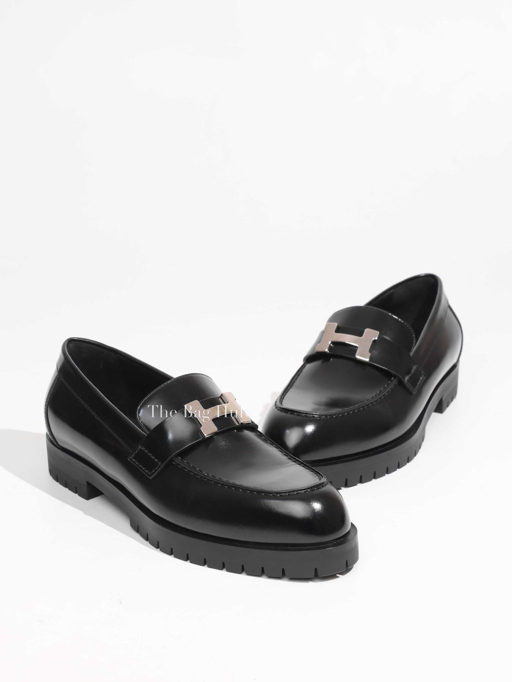 Hermes Black Faubourg Women's Loafers Size 37-1