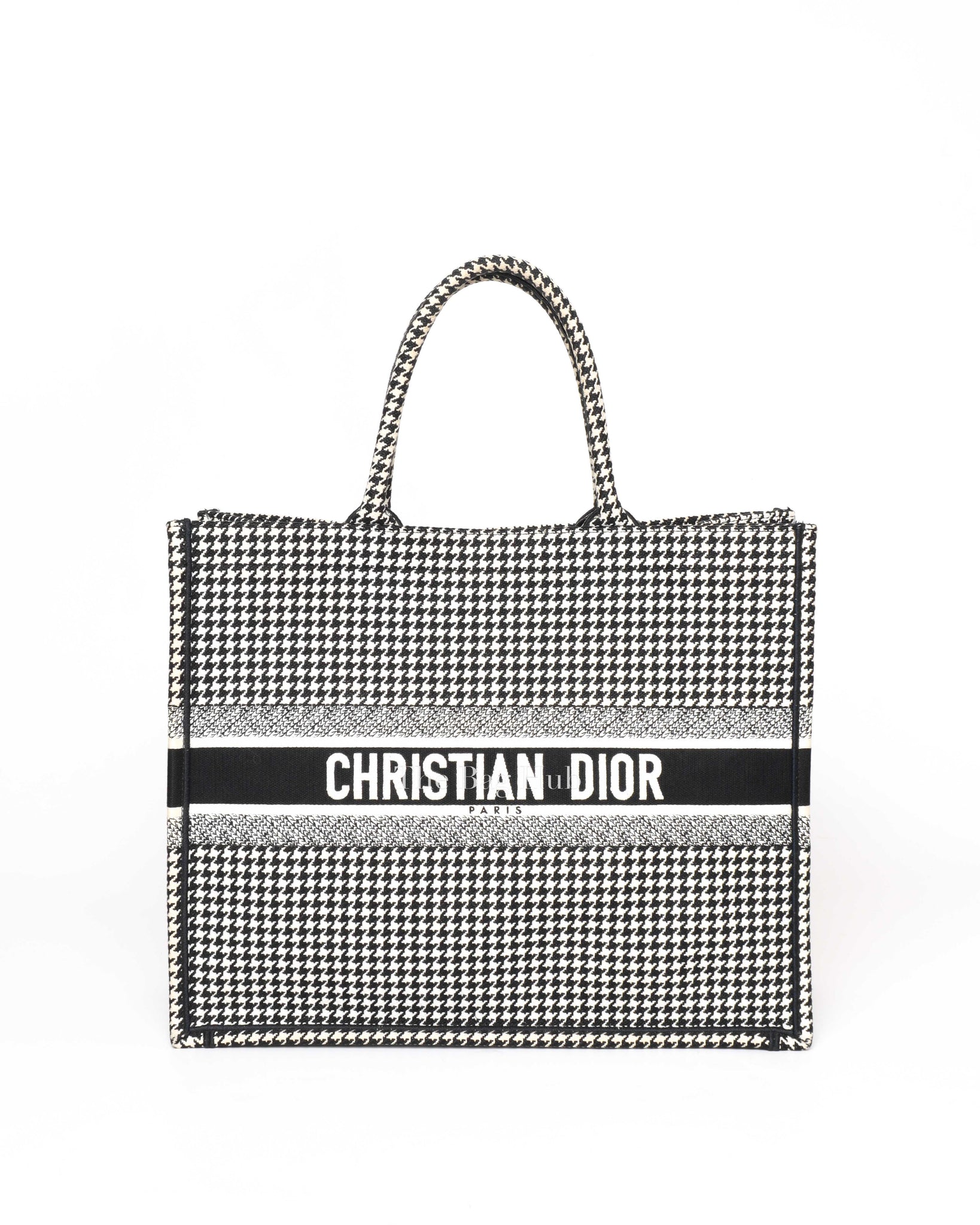 Dior White/Black Large Embroidery Book Tote-2