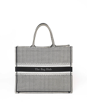 Dior White/Black Large Embroidery Book Tote-3