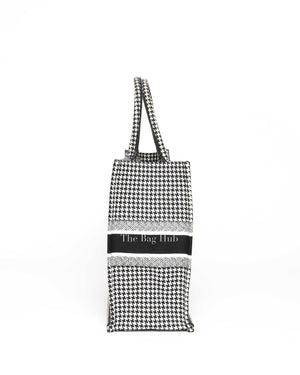 Dior White/Black Large Embroidery Book Tote-5