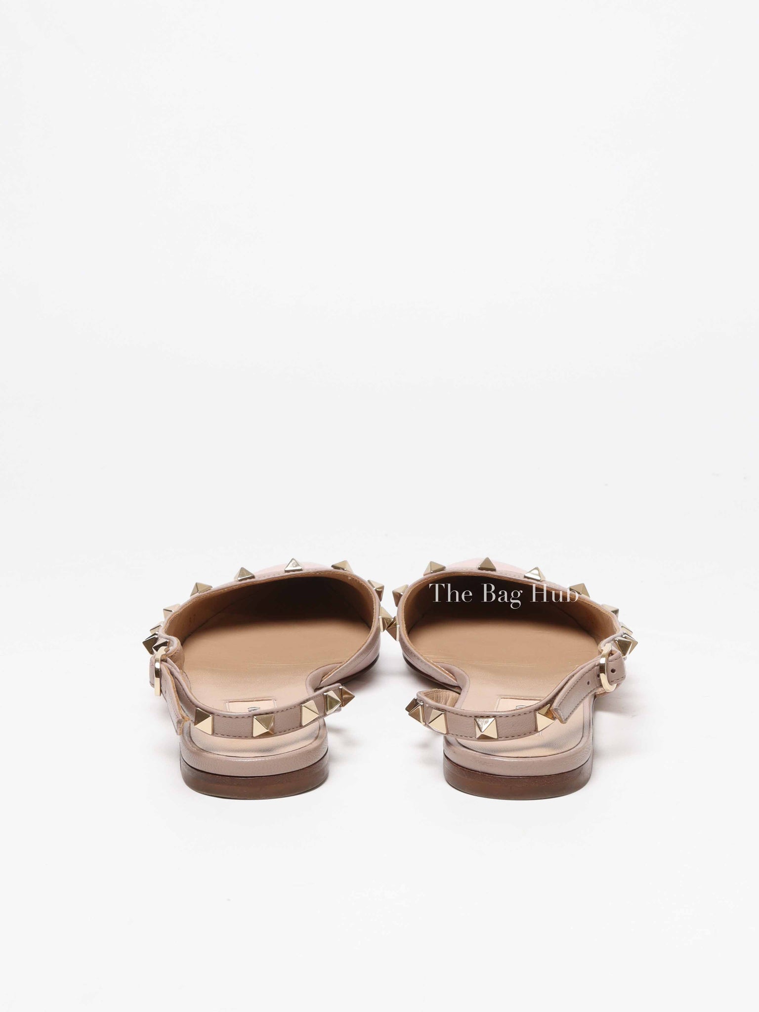 Valentino Pink Leather Rockstud Pointed Toe Slingback Flats Size 37