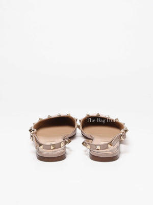 Valentino Pink Leather Rockstud Pointed Toe Slingback Flats Size 37