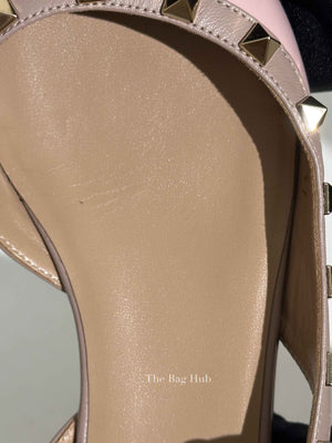 Valentino Pink Leather Rockstud Pointed Toe Slingback Flats Size 37