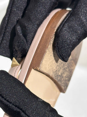 Valentino Pink Leather Rockstud Pointed Toe Slingback Flats Size 37