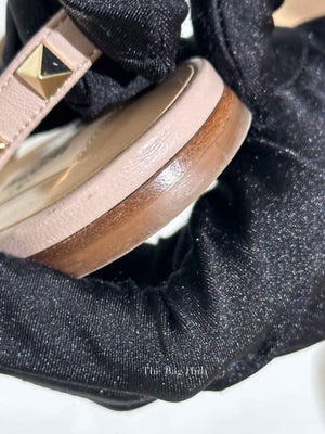 Valentino Pink Leather Rockstud Pointed Toe Slingback Flats Size 37