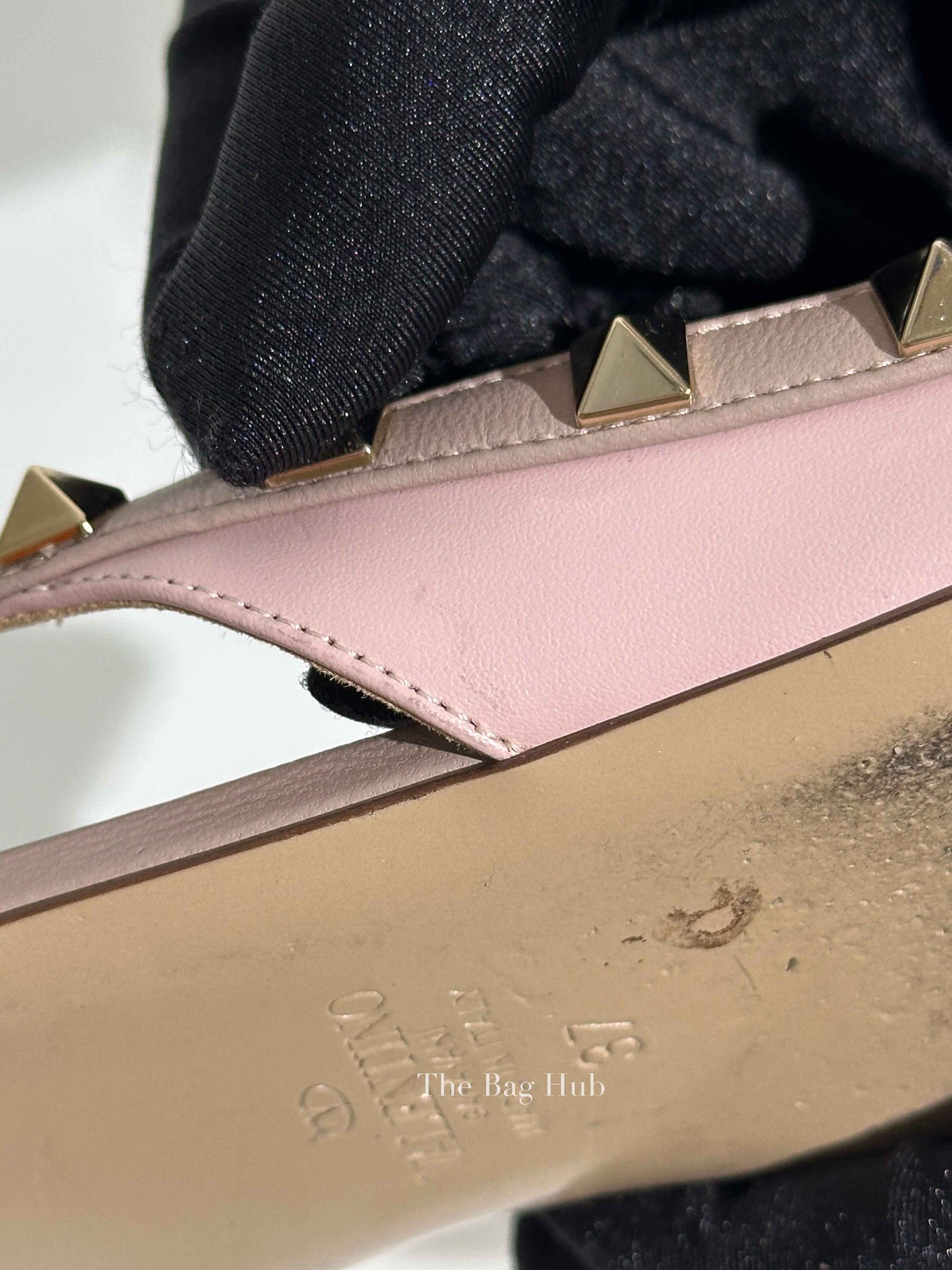 Valentino Pink Leather Rockstud Pointed Toe Slingback Flats Size 37