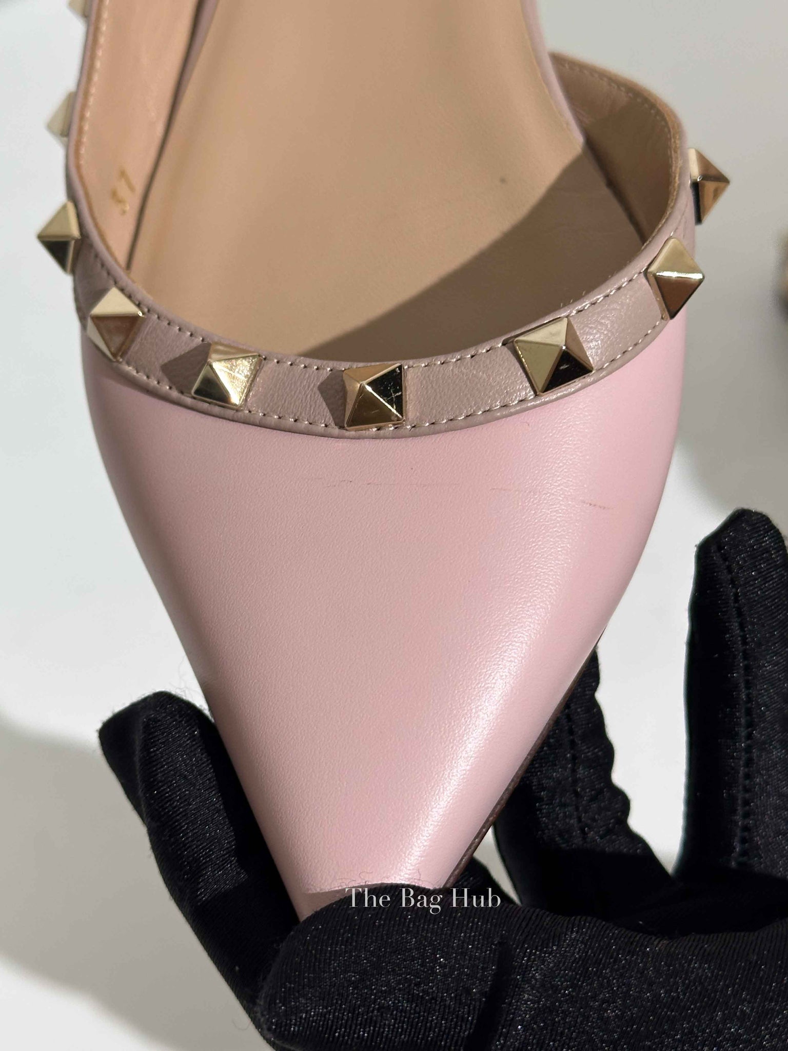 Valentino Pink Leather Rockstud Pointed Toe Slingback Flats Size 37