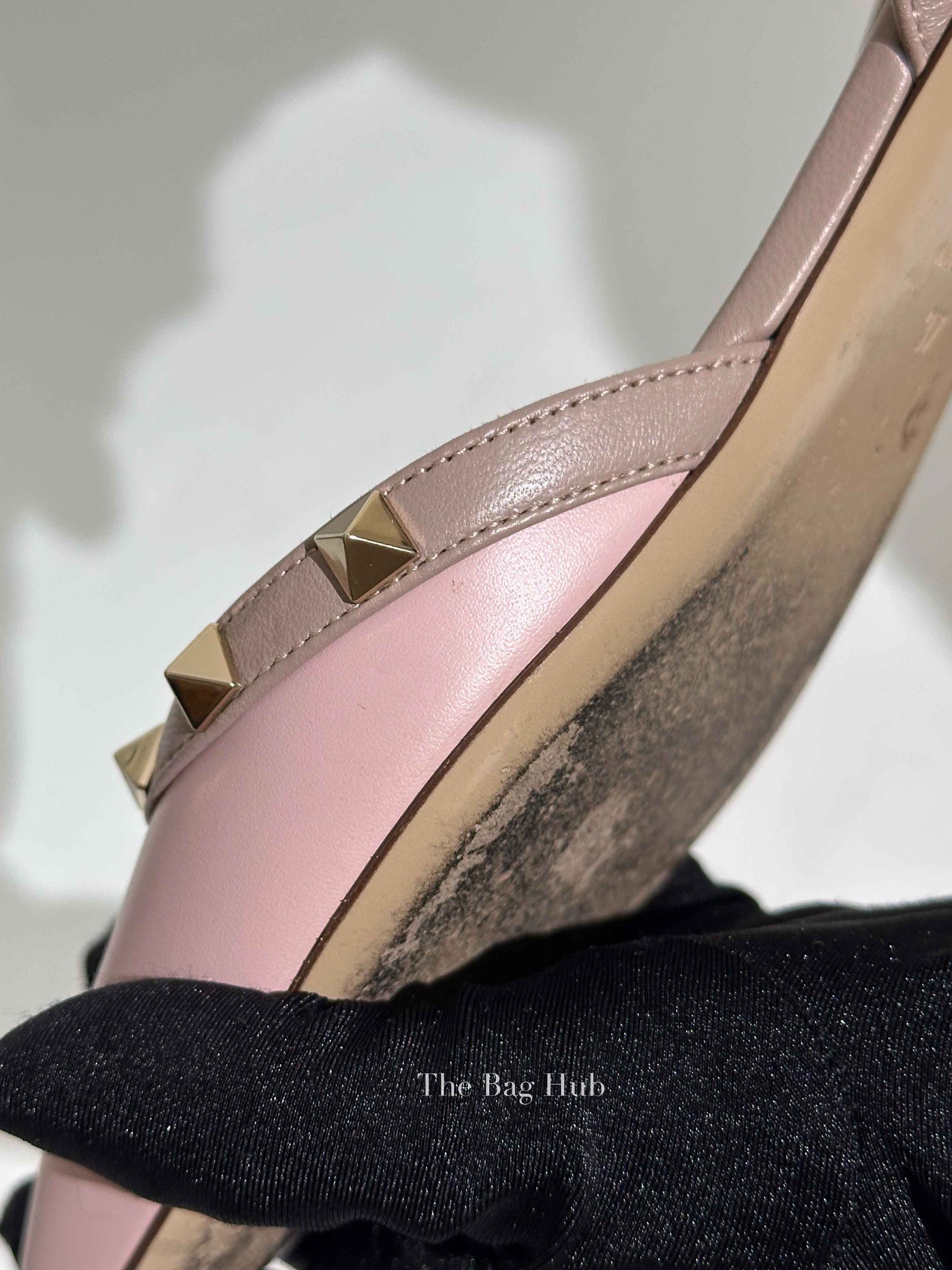 Valentino Pink Leather Rockstud Pointed Toe Slingback Flats Size 37