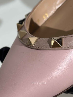 Valentino Pink Leather Rockstud Pointed Toe Slingback Flats Size 37