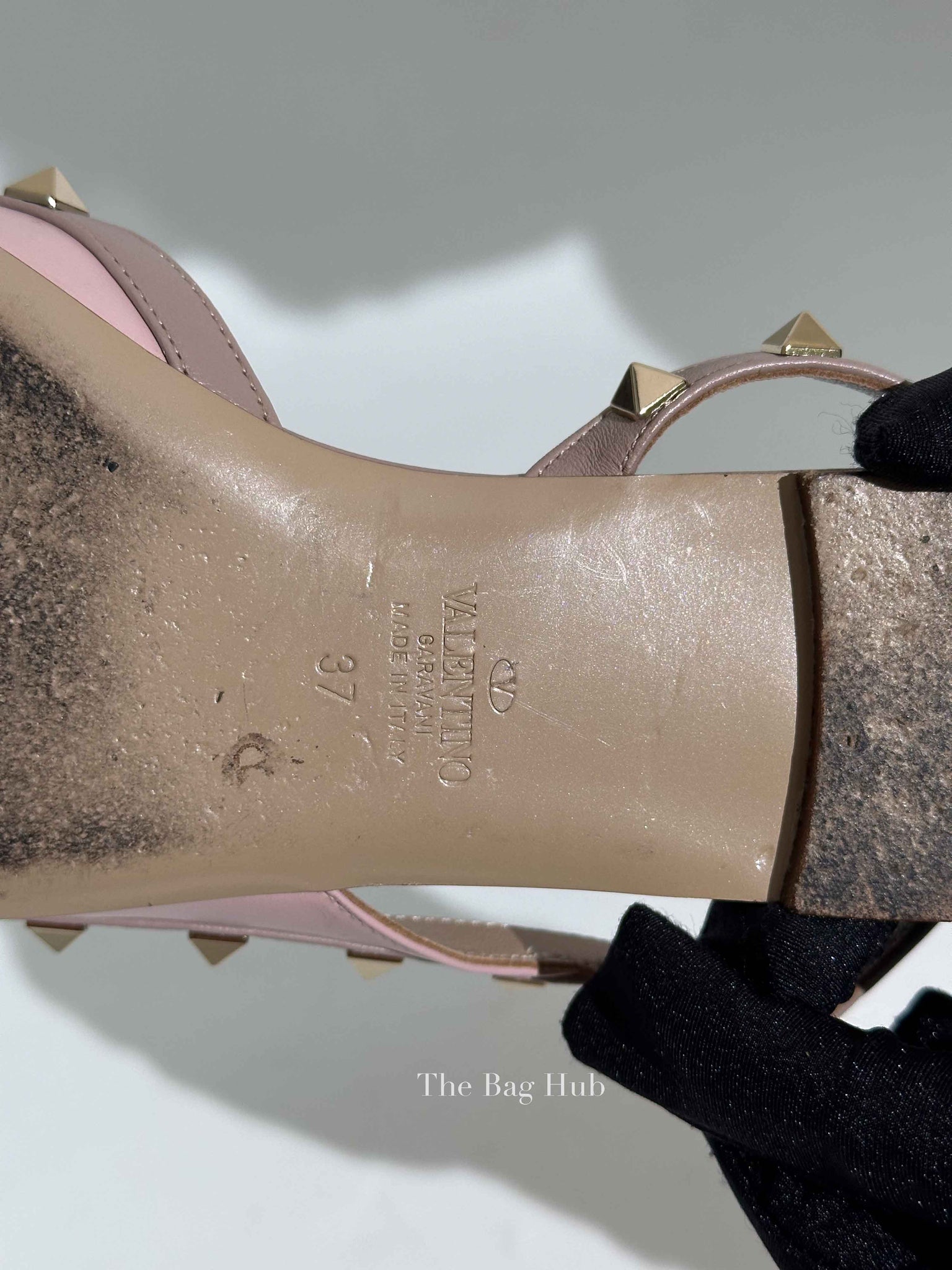 Valentino Pink Leather Rockstud Pointed Toe Slingback Flats Size 37