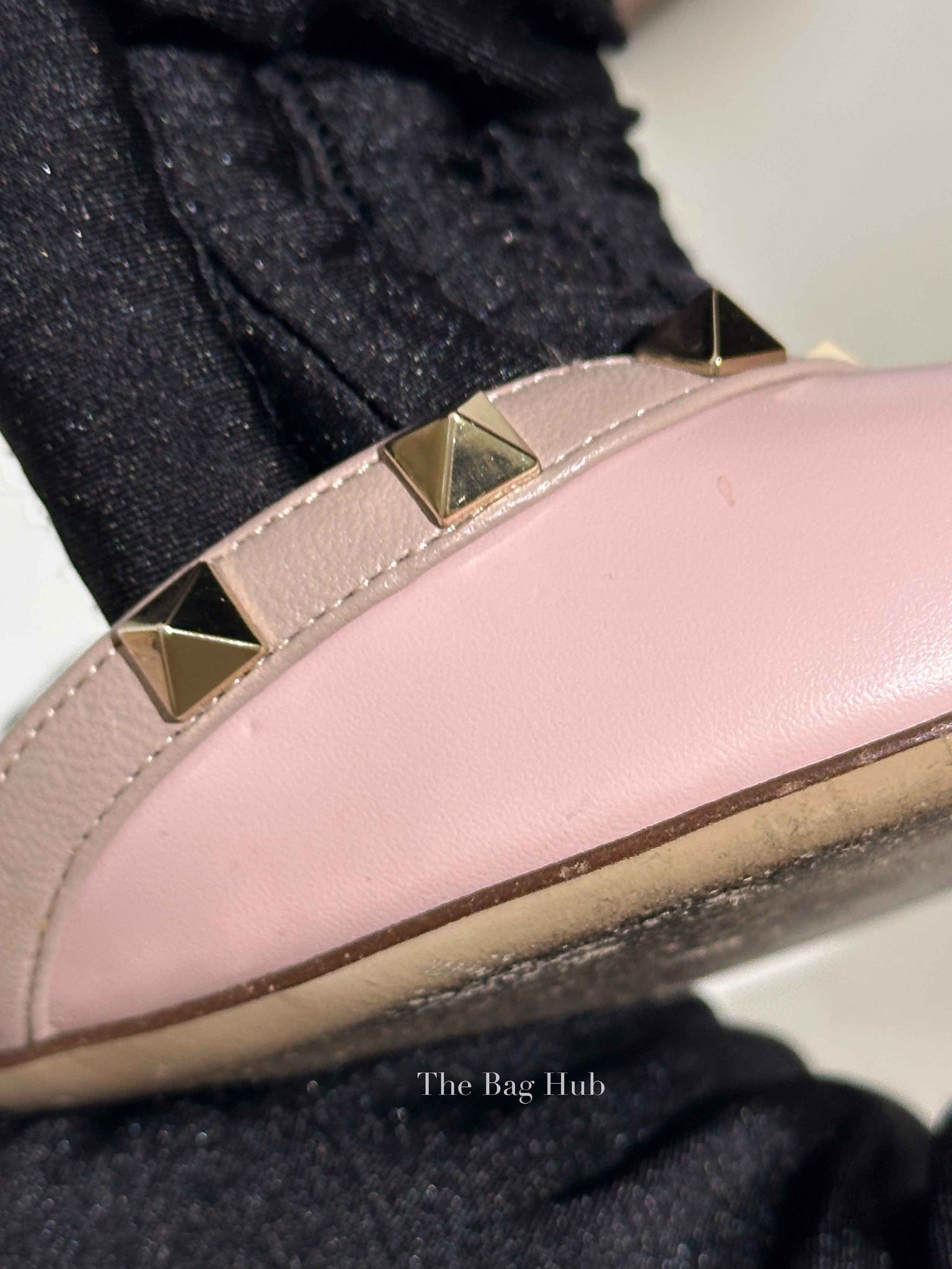 Valentino Pink Leather Rockstud Pointed Toe Slingback Flats Size 37