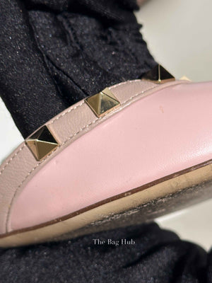 Valentino Pink Leather Rockstud Pointed Toe Slingback Flats Size 37