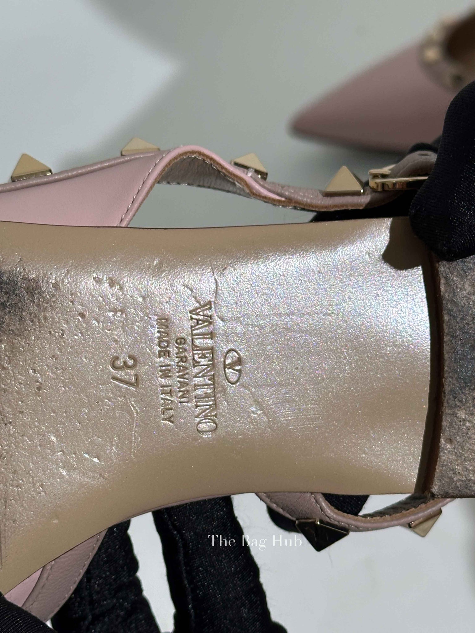 Valentino Pink Leather Rockstud Pointed Toe Slingback Flats Size 37