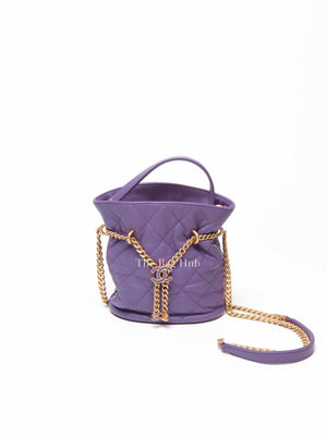 Chanel Purple Leather CC Bucket Bag GHW Microchipped