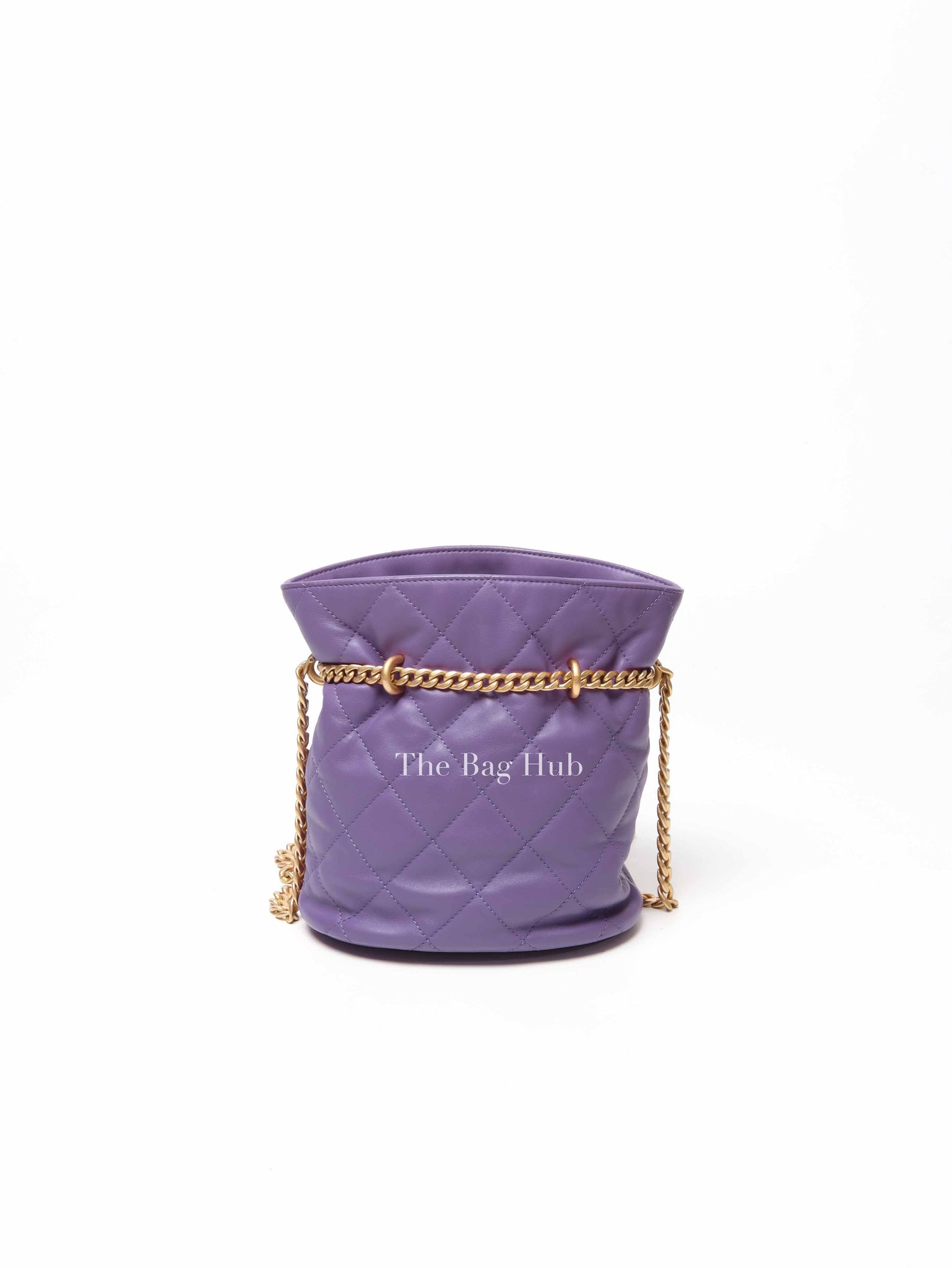 Chanel Purple Leather CC Bucket Bag GHW Microchipped