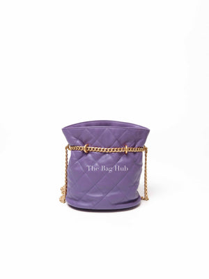 Chanel Purple Leather CC Bucket Bag GHW Microchipped