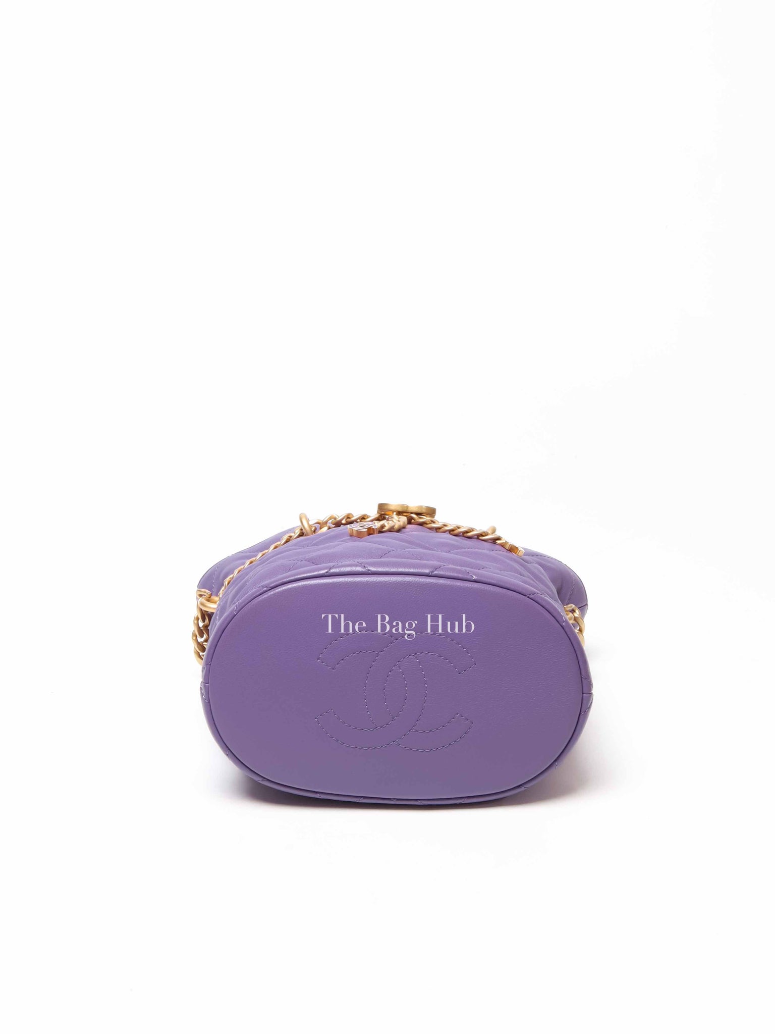 Chanel Purple Leather CC Bucket Bag GHW Microchipped