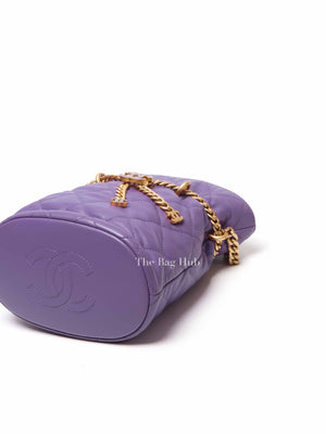 Chanel Purple Leather CC Bucket Bag GHW Microchipped