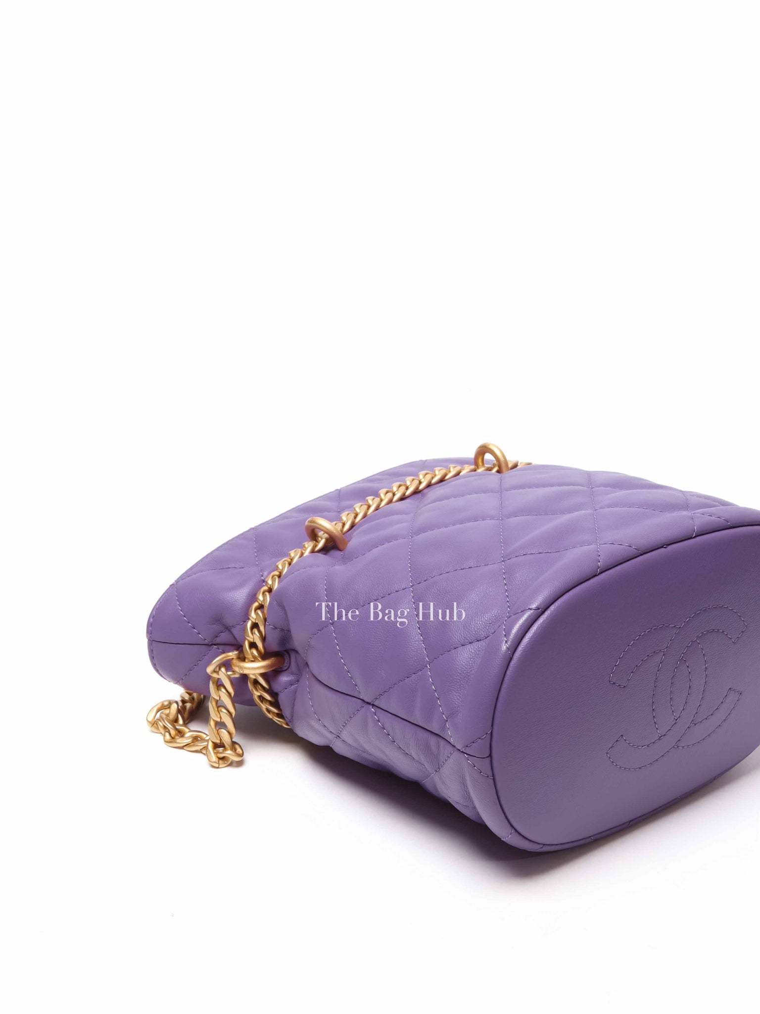Chanel Purple Leather CC Bucket Bag GHW Microchipped