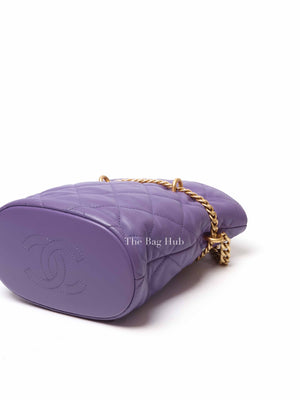 Chanel Purple Leather CC Bucket Bag GHW Microchipped