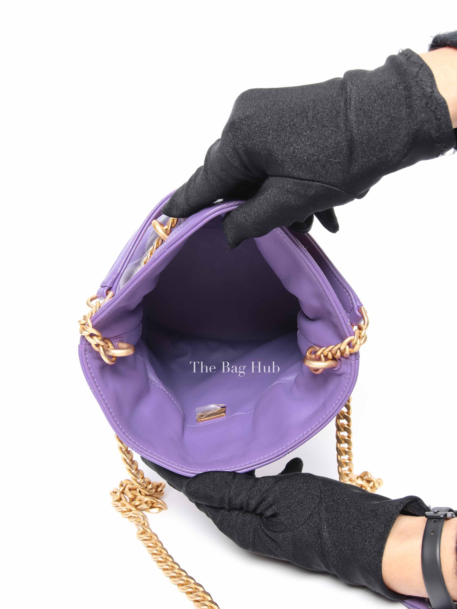 Chanel Purple Leather CC Bucket Bag GHW Microchipped