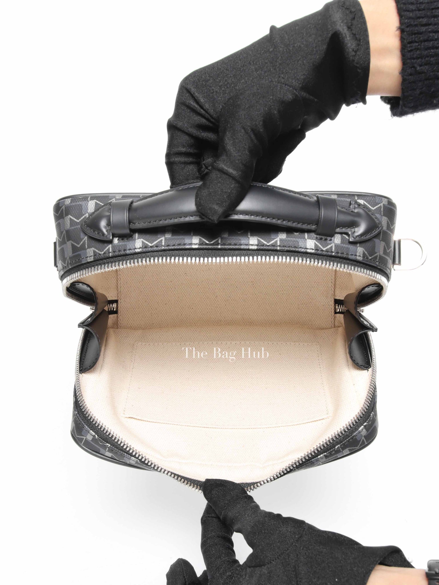 Moynat Black Carbon Silver Canvas Camera Bag