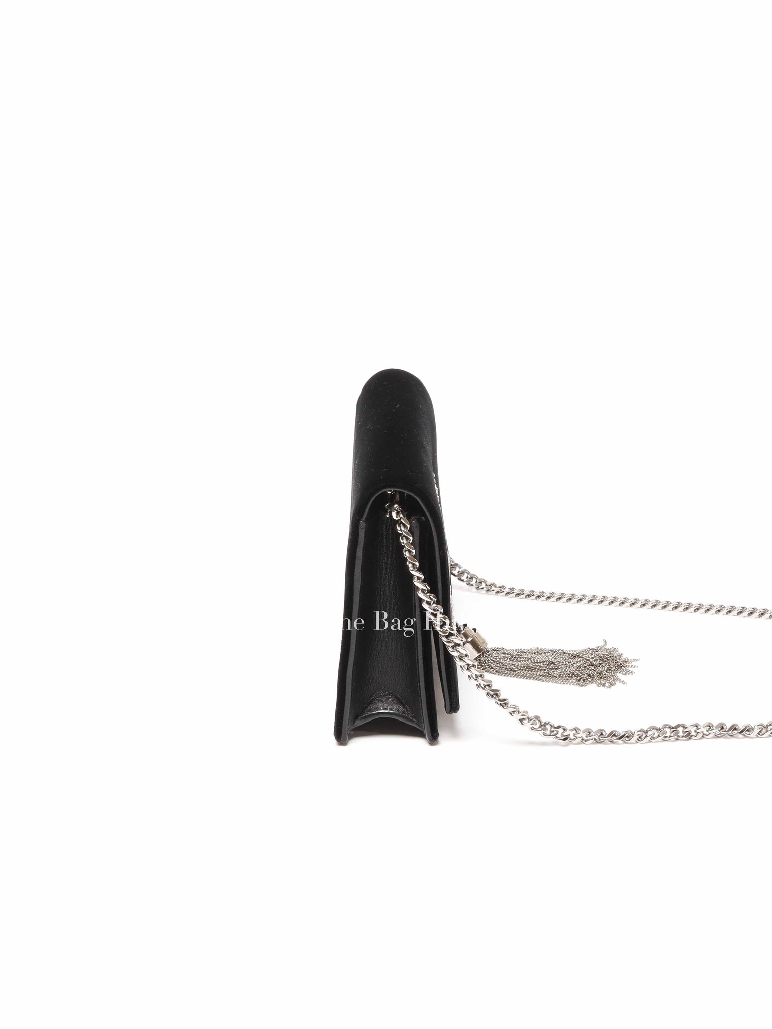 Saint Laurent Black Velvet Crystal-Embellished Toy Kate Tassel Clutch Bag