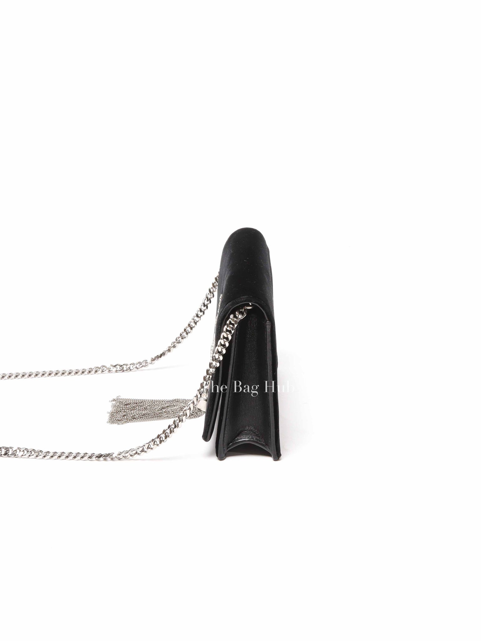 Saint Laurent Black Velvet Crystal-Embellished Toy Kate Tassel Clutch Bag